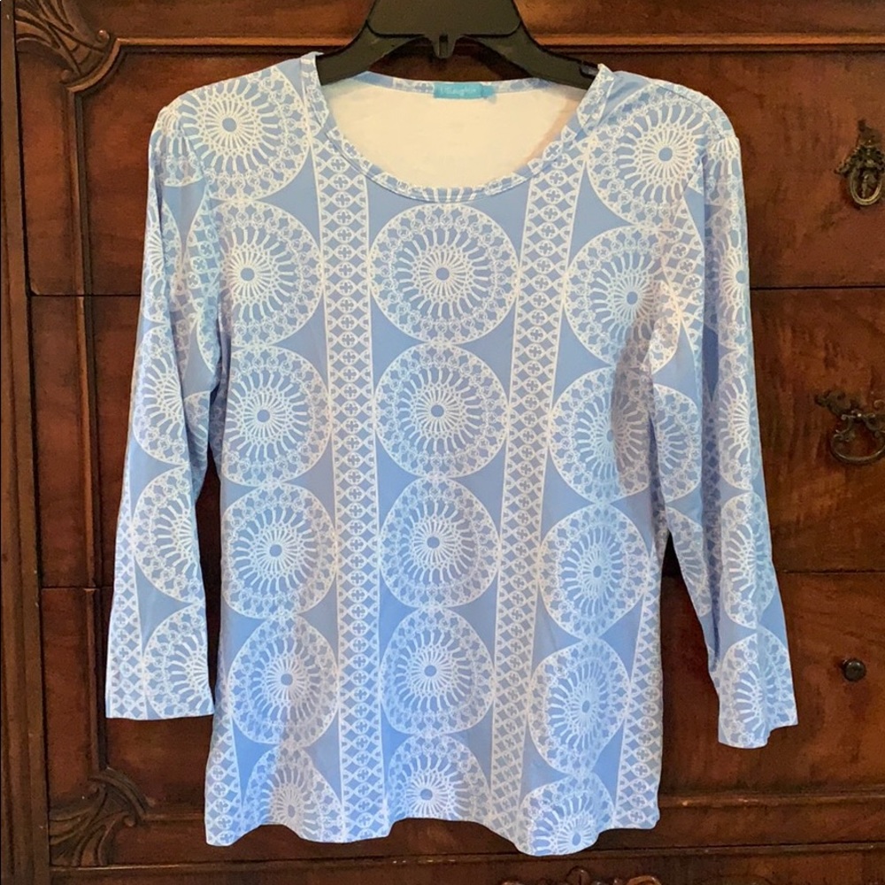 NWOT J. McLaughlin Blue White Top Medium
